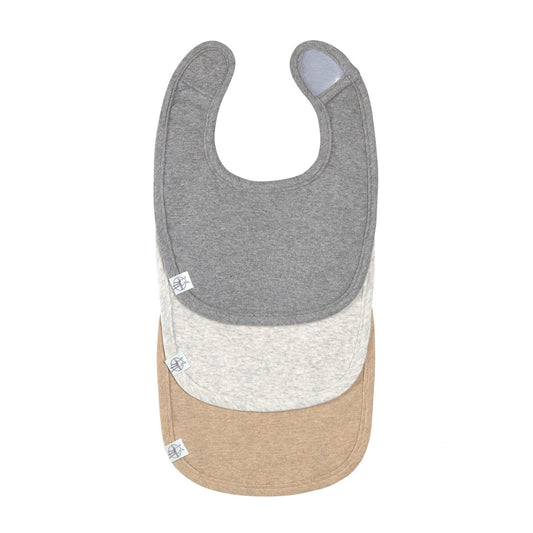 Spucklätzchen 3er Set, Baumwolle Bio, Dunkelgrau Hellgrau Beige