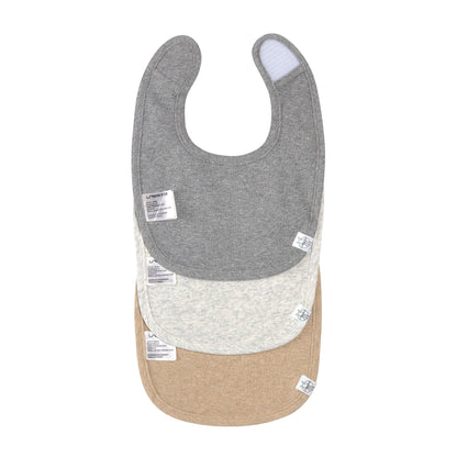 Spucklätzchen 3er Set, Baumwolle Bio, Dunkelgrau Hellgrau Beige