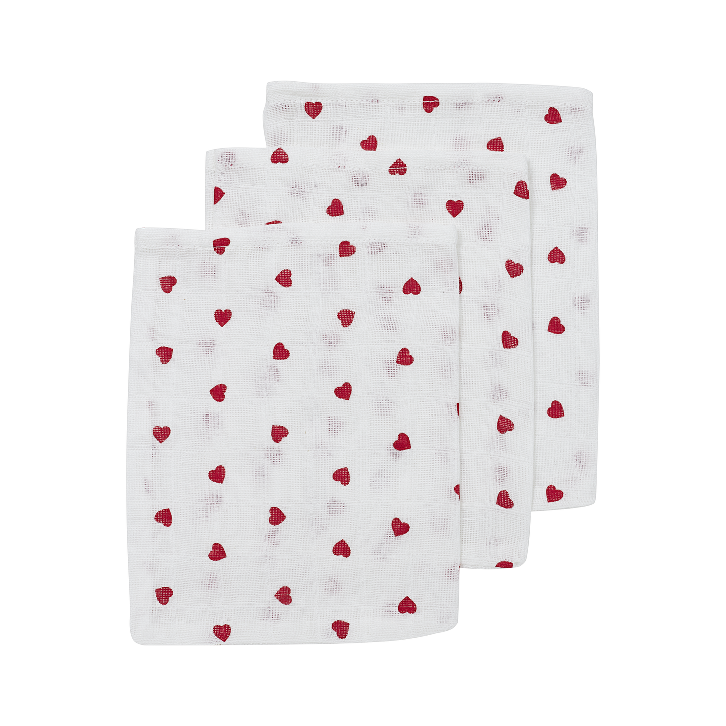 Meyco Musselinwindeln - Sweet Heart White/Red Sweet Heart White/Red Studio