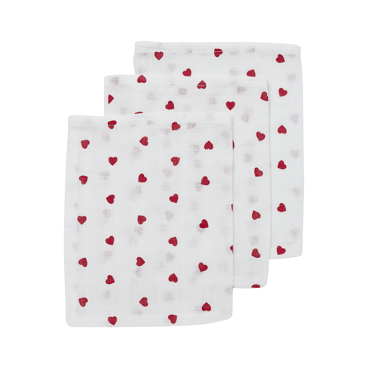 Meyco Musselinwindeln - Sweet Heart White/Red Sweet Heart White/Red Studio