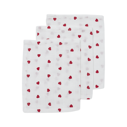 Meyco Musselinwindeln - Sweet Heart White/Red Sweet Heart White/Red Studio