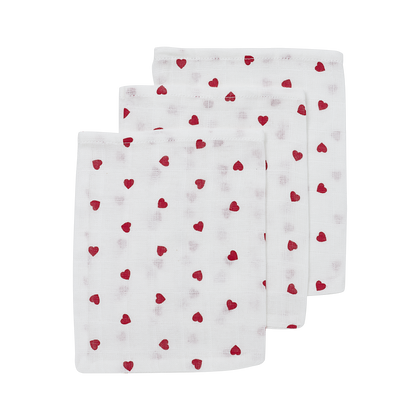Meyco Musselinwindeln - Sweet Heart White/Red Sweet Heart White/Red