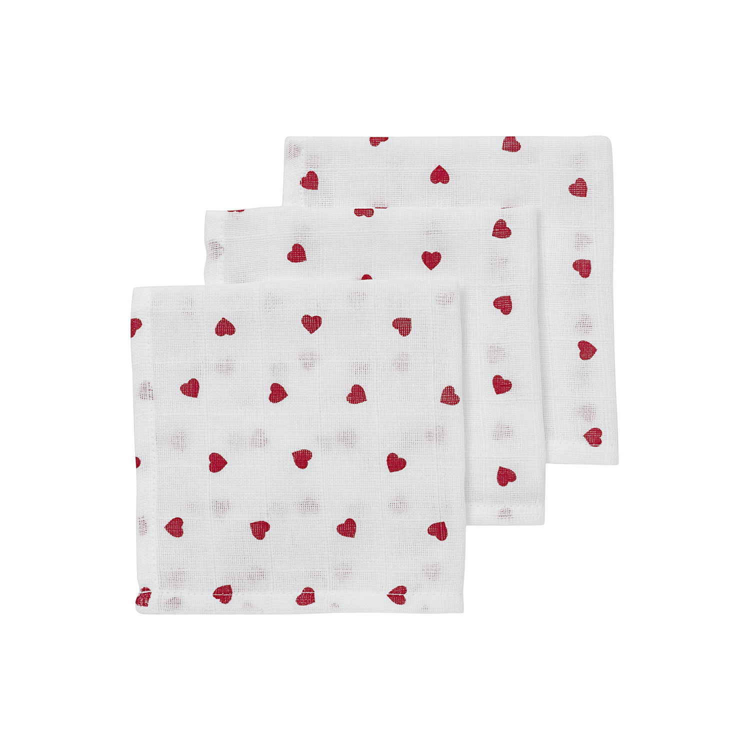 Meyco Musselinwindeln - Sweet Heart White/Red Sweet Heart White/Red