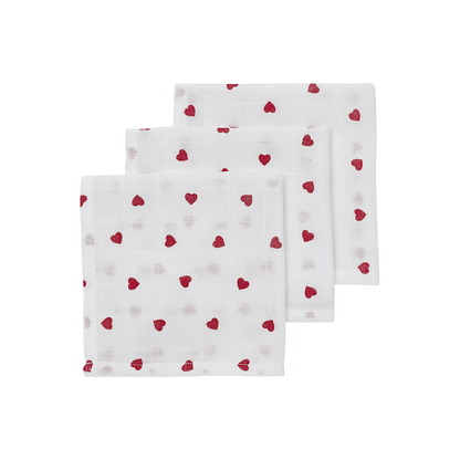 Meyco Musselinwindeln - Sweet Heart White/Red Sweet Heart White/Red