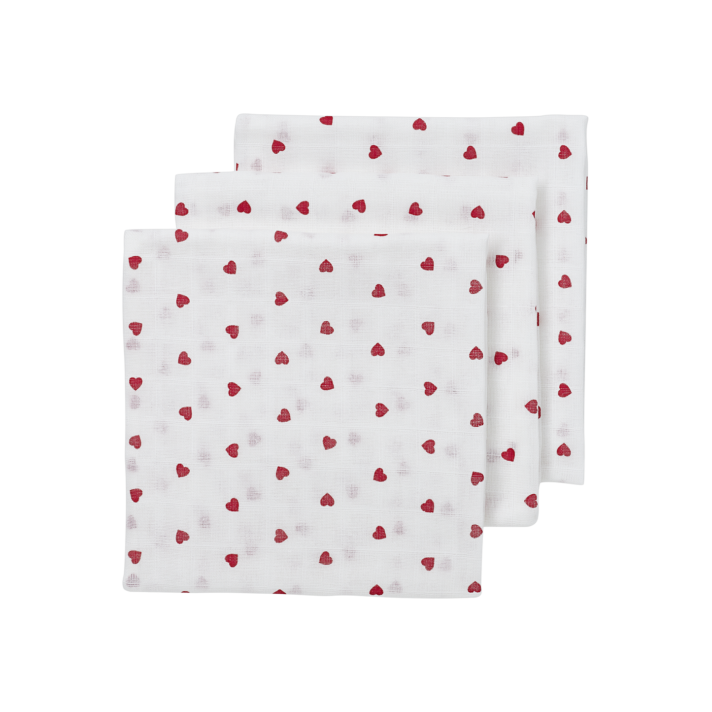 Meyco Musselinwindeln - Sweet Heart White/Red Sweet Heart White/Red
