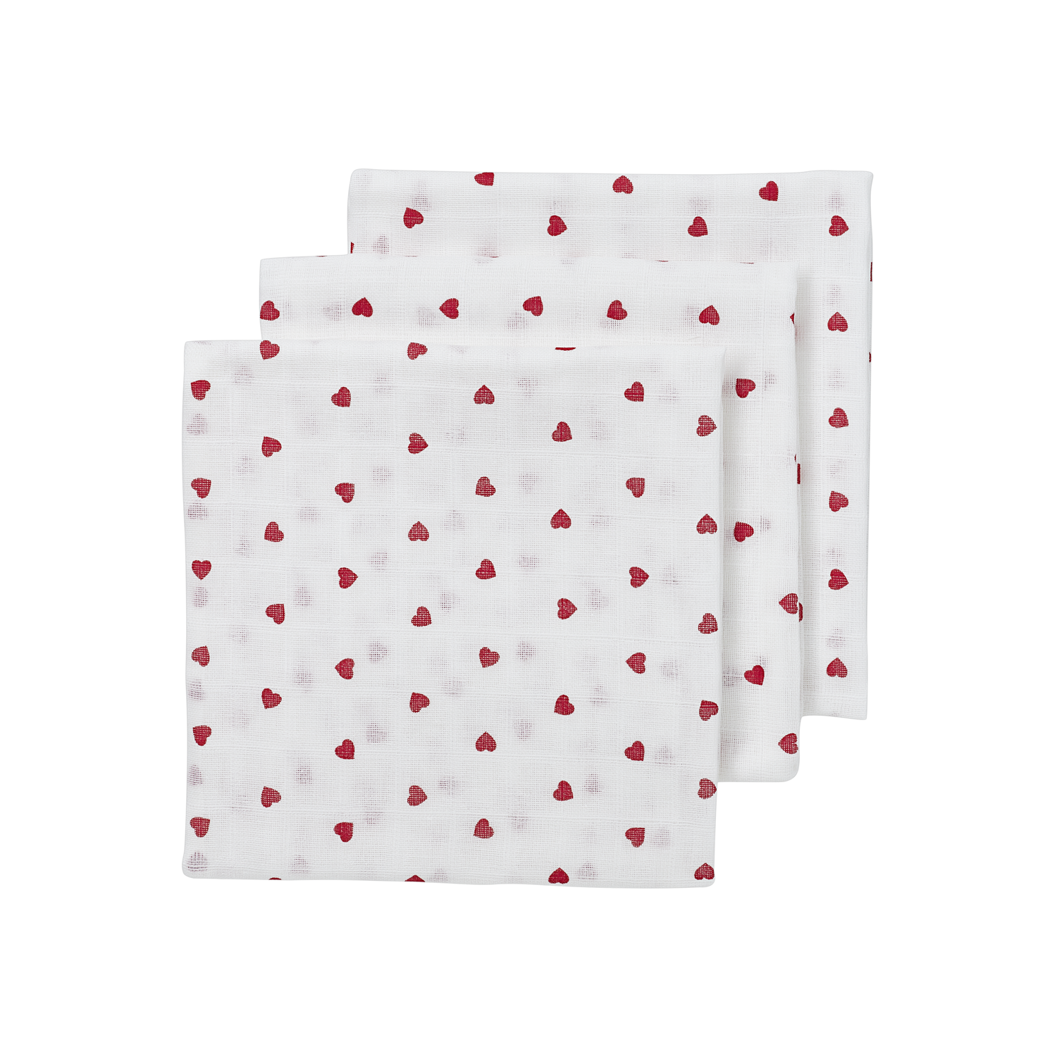 Meyco Musselinwindeln - Sweet Heart White/Red Sweet Heart White/Red