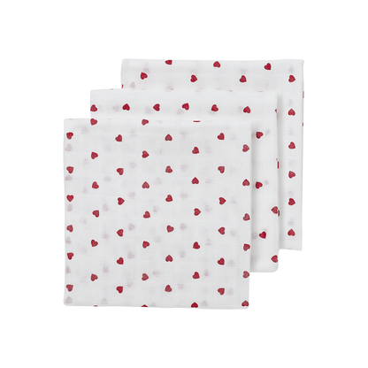 Meyco Musselinwindeln - Sweet Heart White/Red Sweet Heart White/Red
