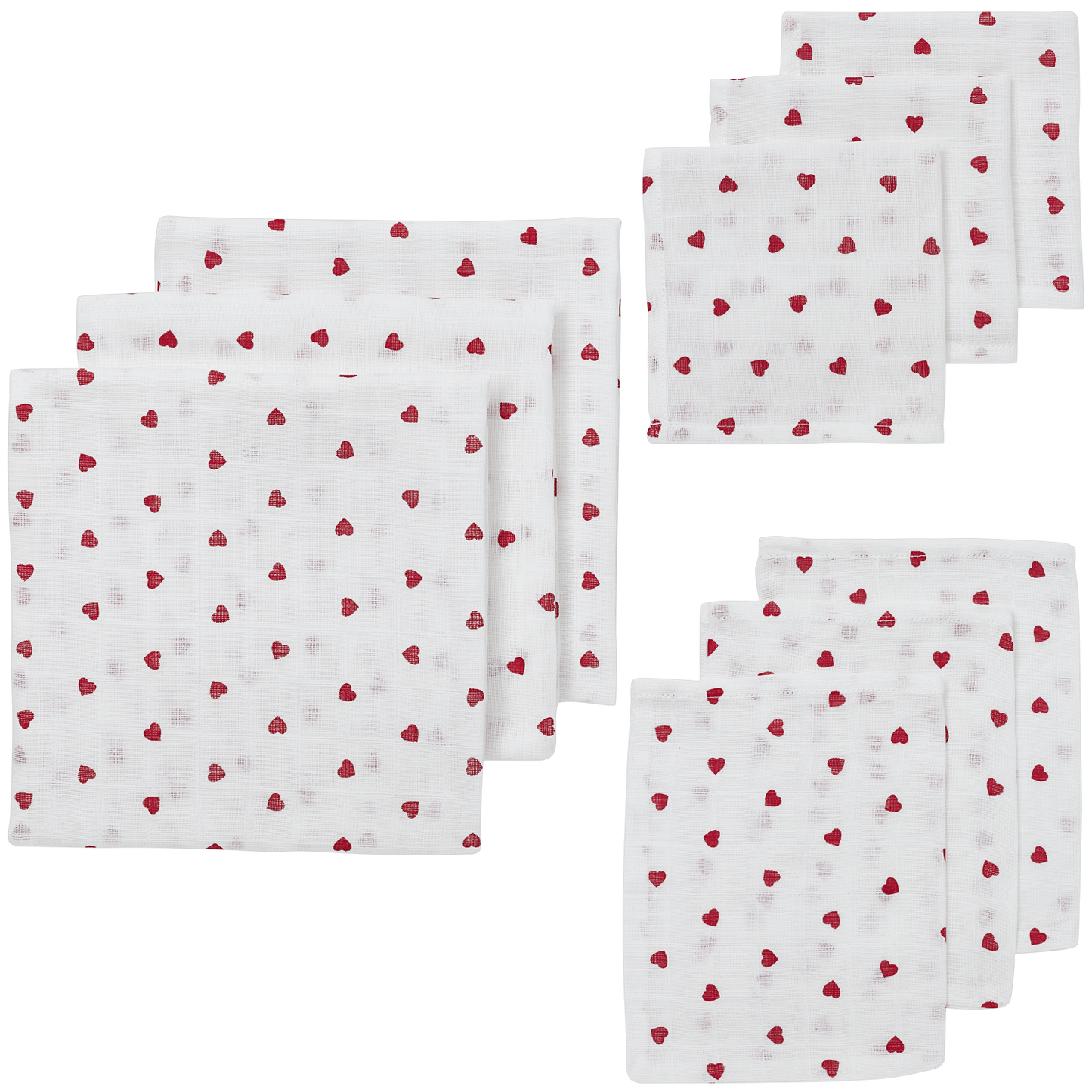 Meyco Musselinwindeln - Sweet Heart White/Red Sweet Heart White/Red