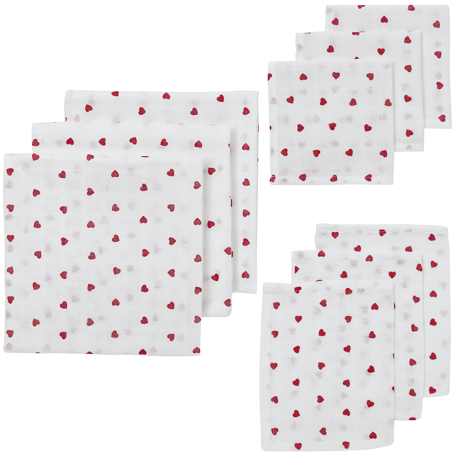 Meyco Musselinwindeln - Sweet Heart White/Red Sweet Heart White/Red