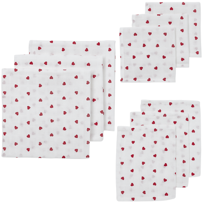 Meyco Musselinwindeln - Sweet Heart White/Red Sweet Heart White/Red