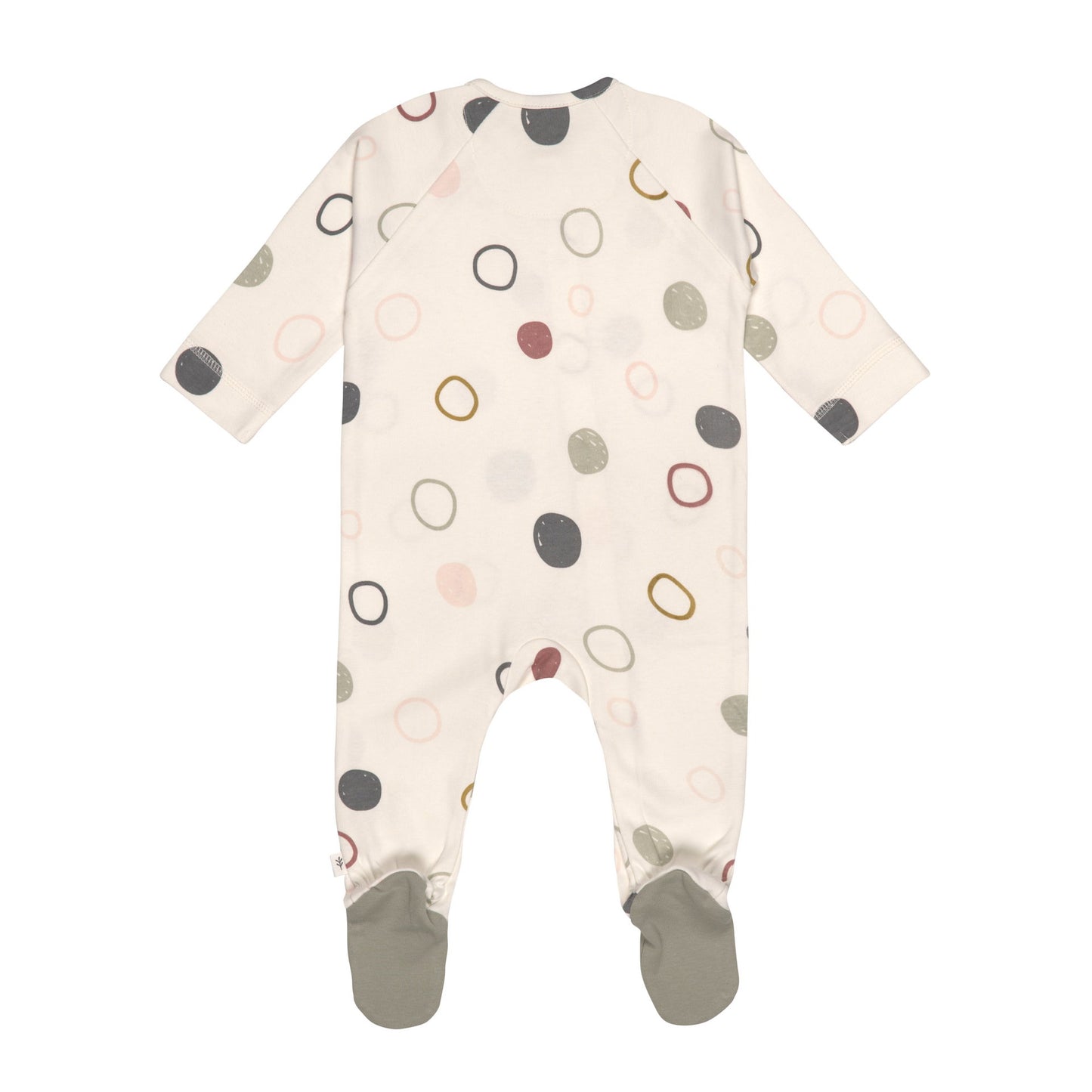 Lässig Baby Schlafanzug mit Füßen Bio Baumwolle, Circles, Weiß Detailansicht