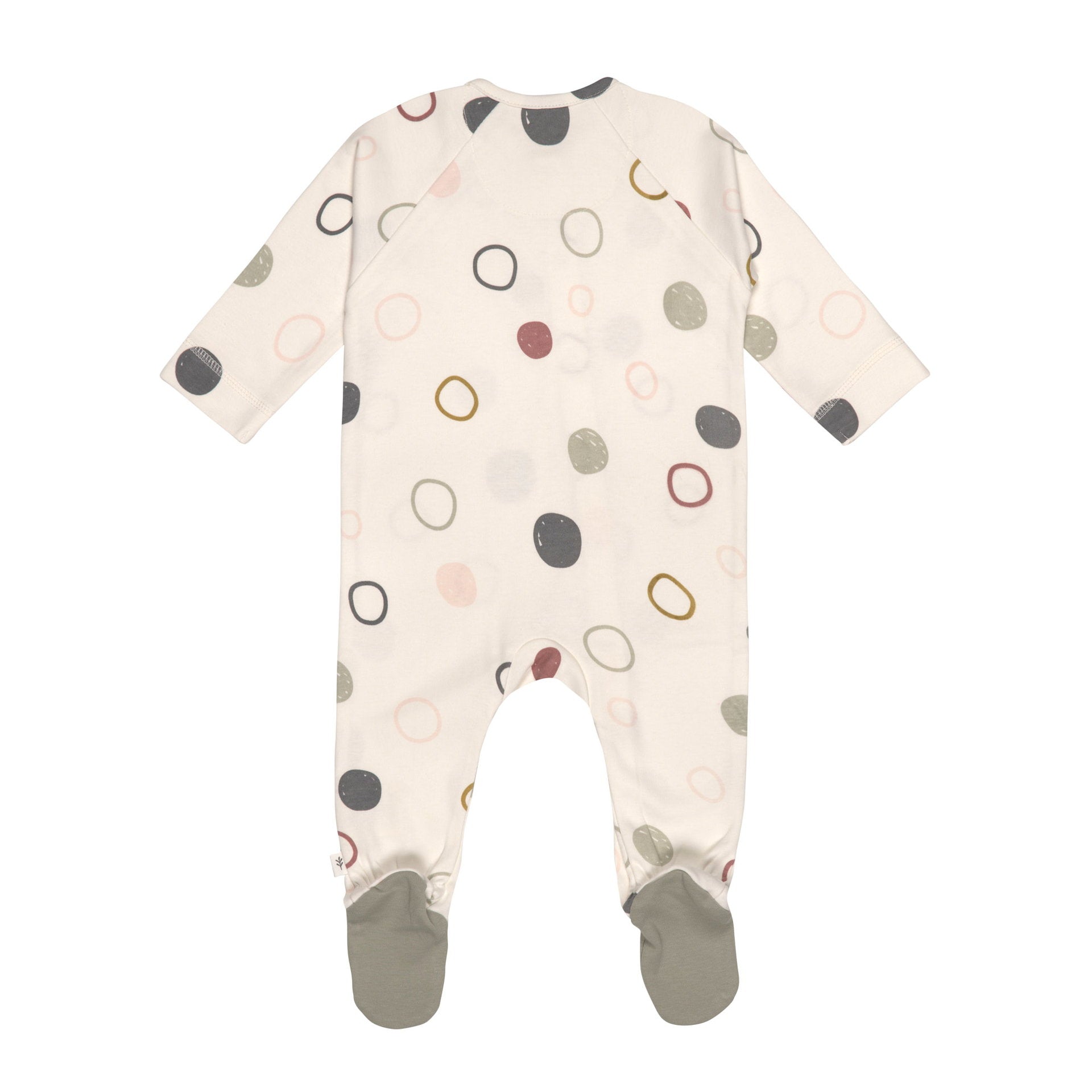 Lässig Baby Schlafanzug mit Füßen Bio Baumwolle, Circles, Weiß Detailansicht