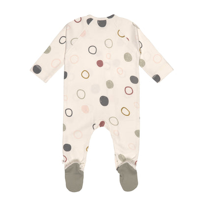 Lässig Baby Schlafanzug mit Füßen Bio Baumwolle, Circles, Weiß Detailansicht