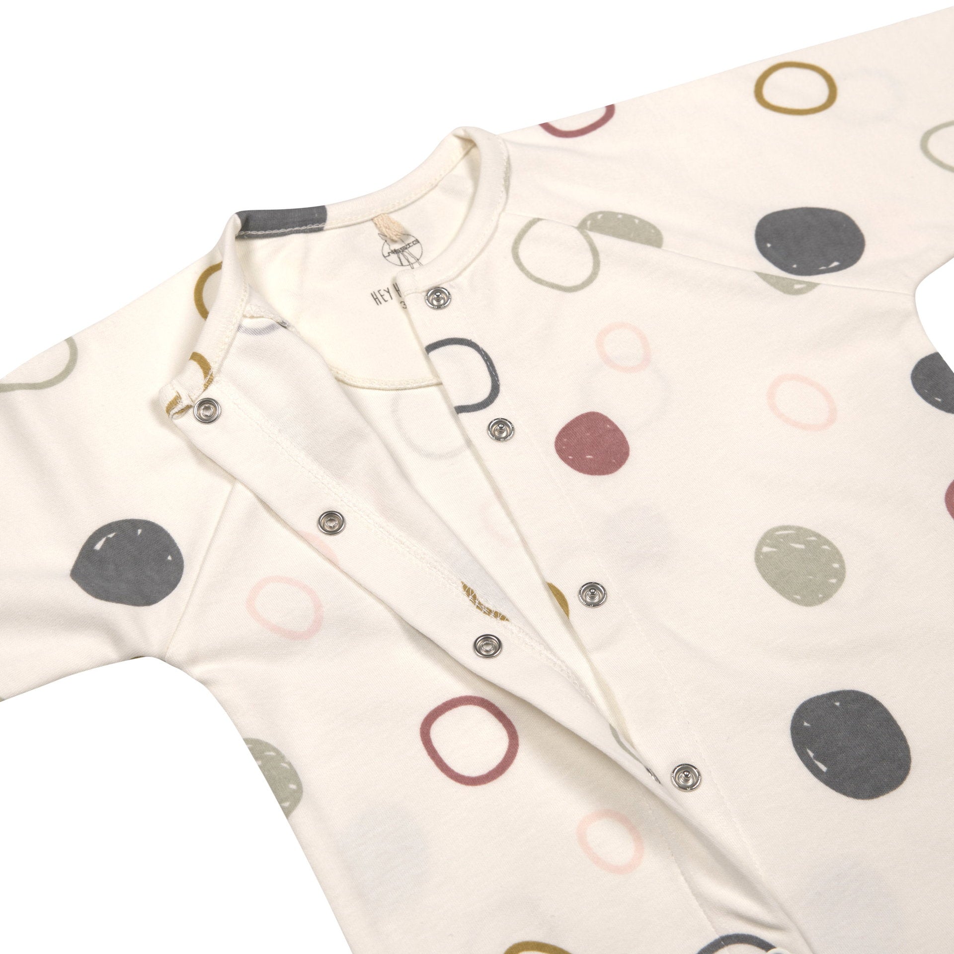 Lässig Baby Schlafanzug mit Füßen Bio Baumwolle, Circles, Weiß Rückansicht