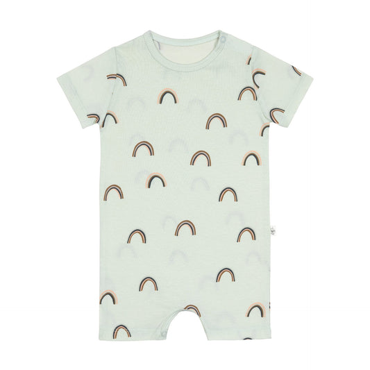Baby Jumpsuit Bio Baumwolle, Regenbogen, Mint