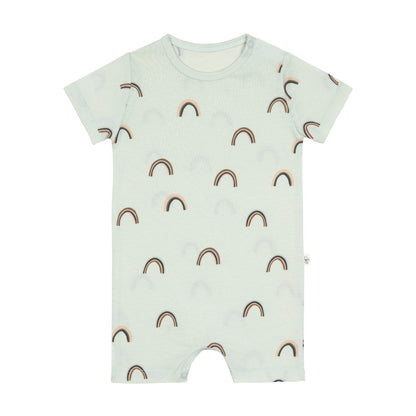 Baby Jumpsuit Bio Baumwolle, Regenbogen, Mint