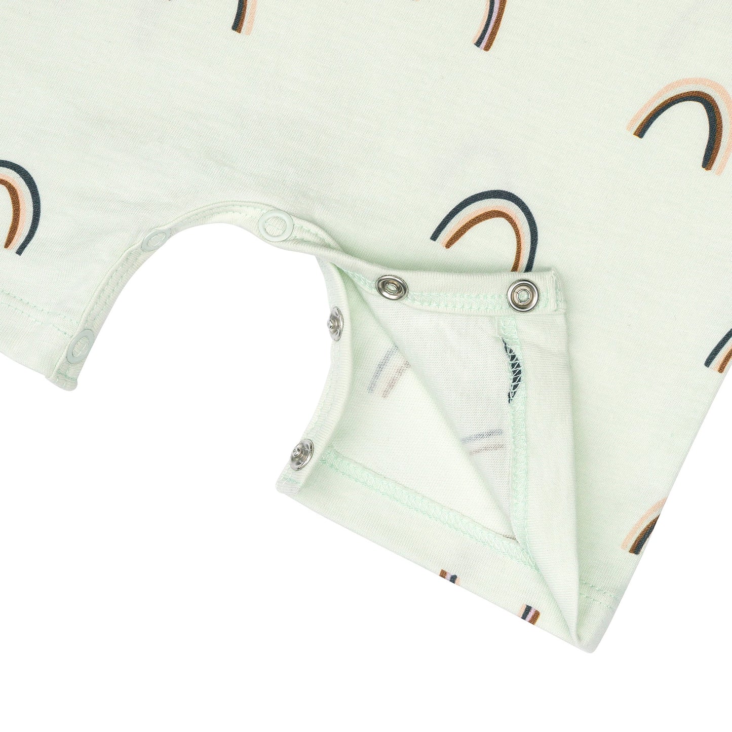 Lässig Baby Jumpsuit Bio Baumwolle, Regenbogen, Mint Seitenansicht