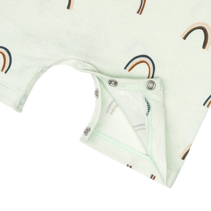 Lässig Baby Jumpsuit Bio Baumwolle, Regenbogen, Mint Seitenansicht