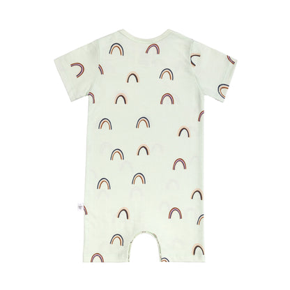 Lässig Baby Jumpsuit Bio Baumwolle, Regenbogen, Mint Detail Bild