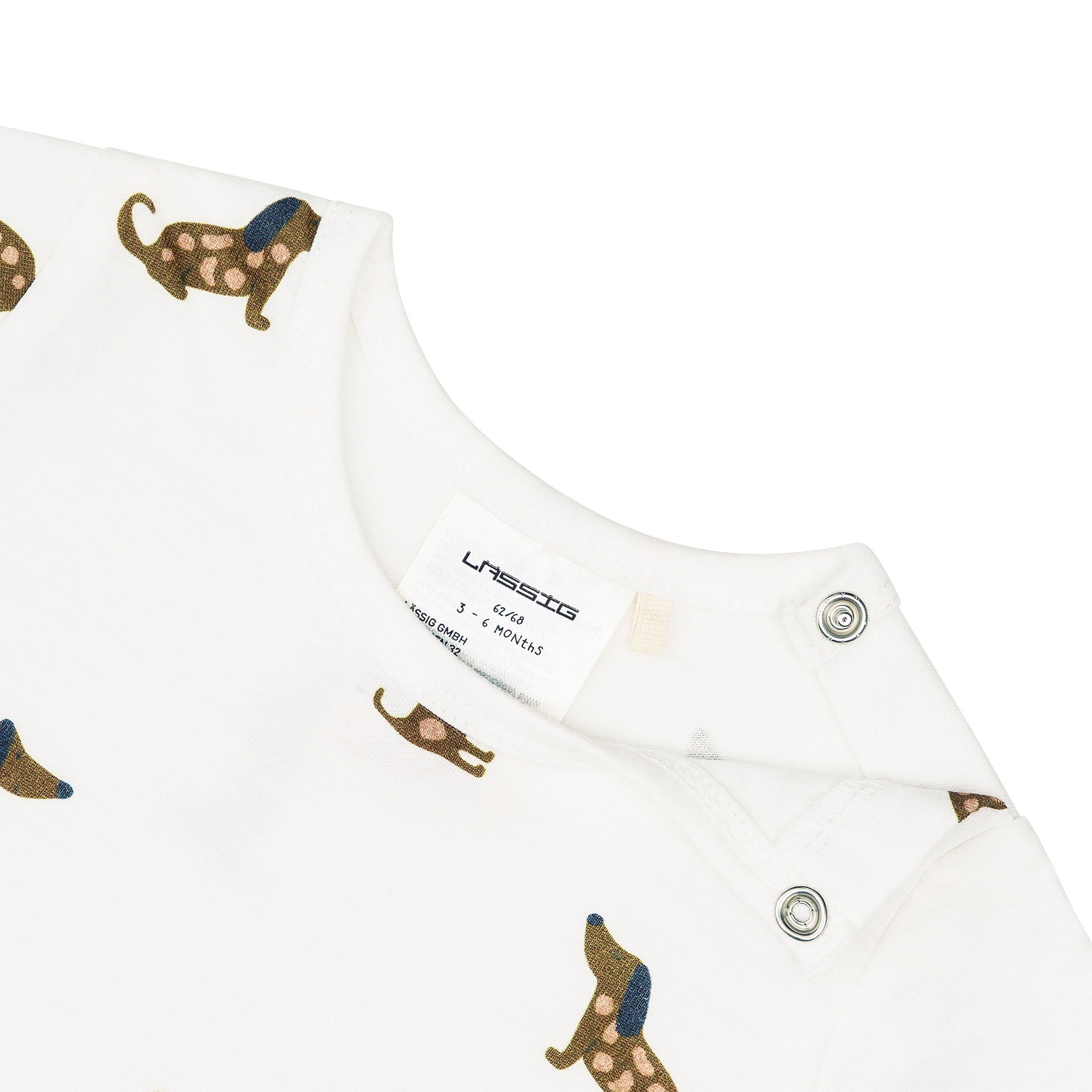 Lässig Baby Jumpsuit Bio Baumwolle, Hund, Beige Seitenansicht