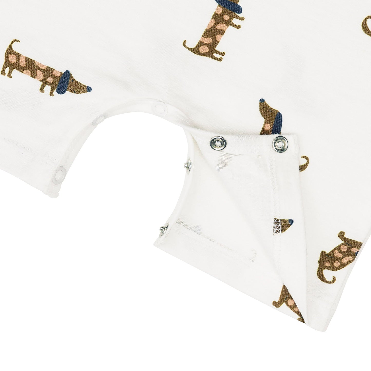 Lässig Baby Jumpsuit Bio Baumwolle, Hund, Beige Lifestyle Bild