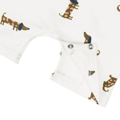 Lässig Baby Jumpsuit Bio Baumwolle, Hund, Beige Lifestyle Bild