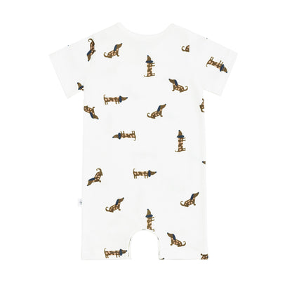 Lässig Baby Jumpsuit Bio Baumwolle, Hund, Beige Maße