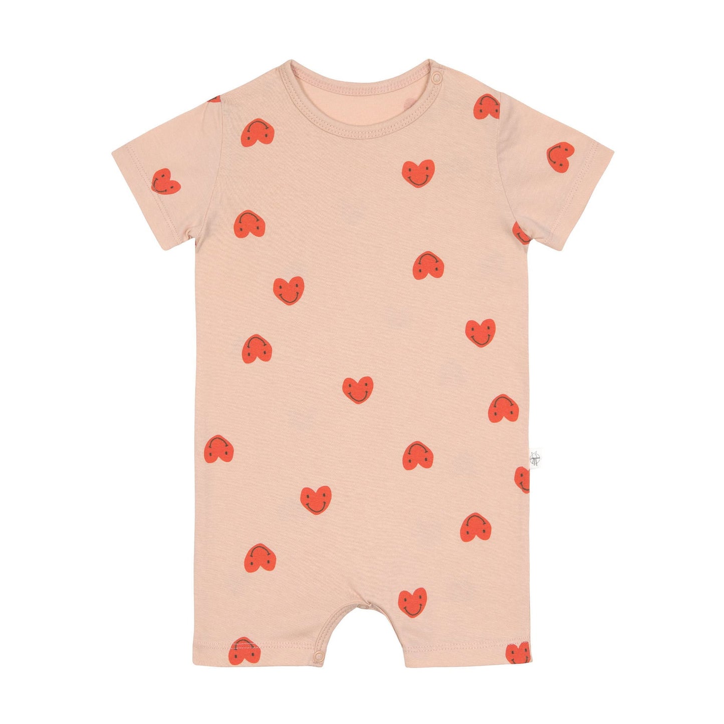 Baby Jumpsuit Bio Baumwolle, Herzen, Rosa