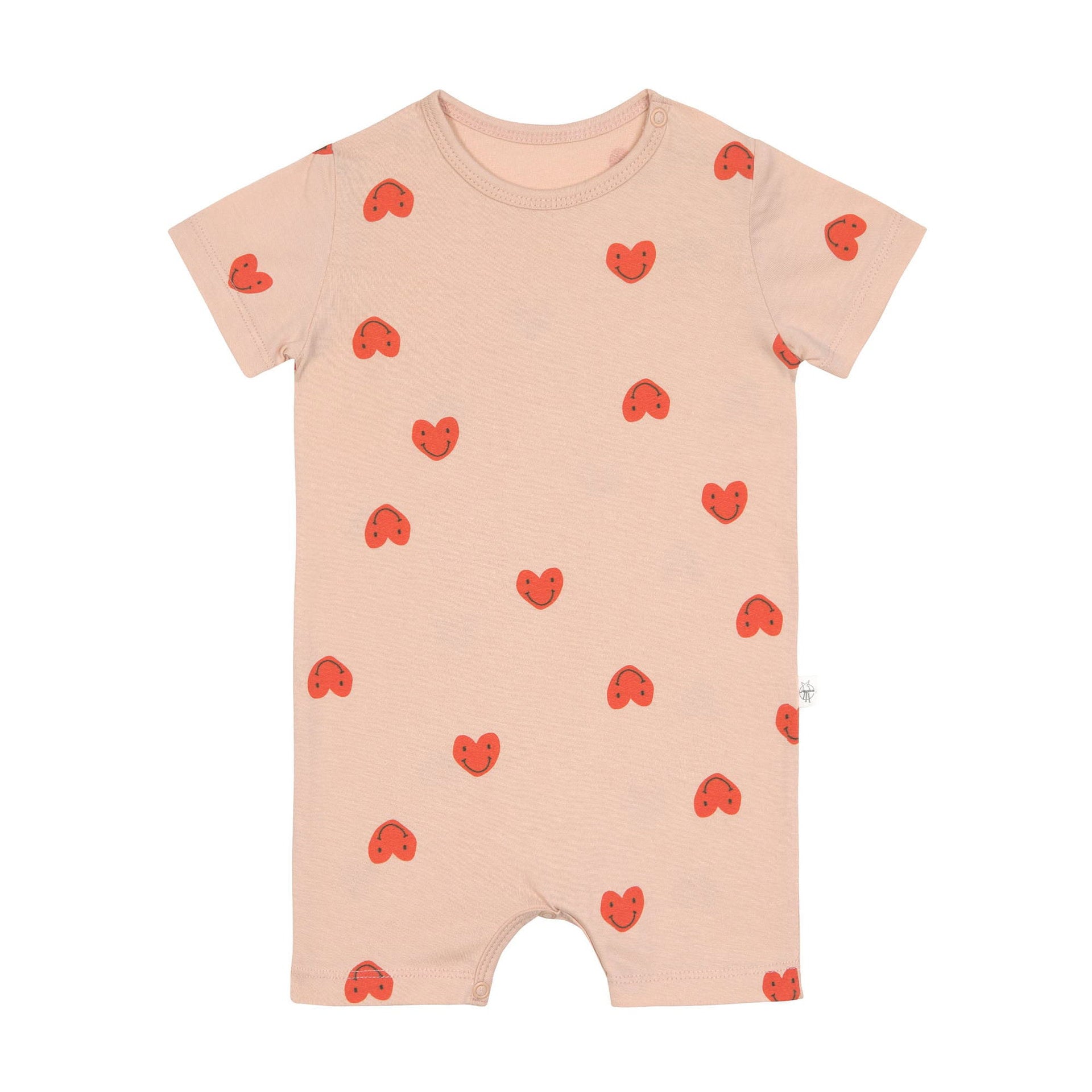 Baby Jumpsuit Bio Baumwolle, Herzen, Rosa