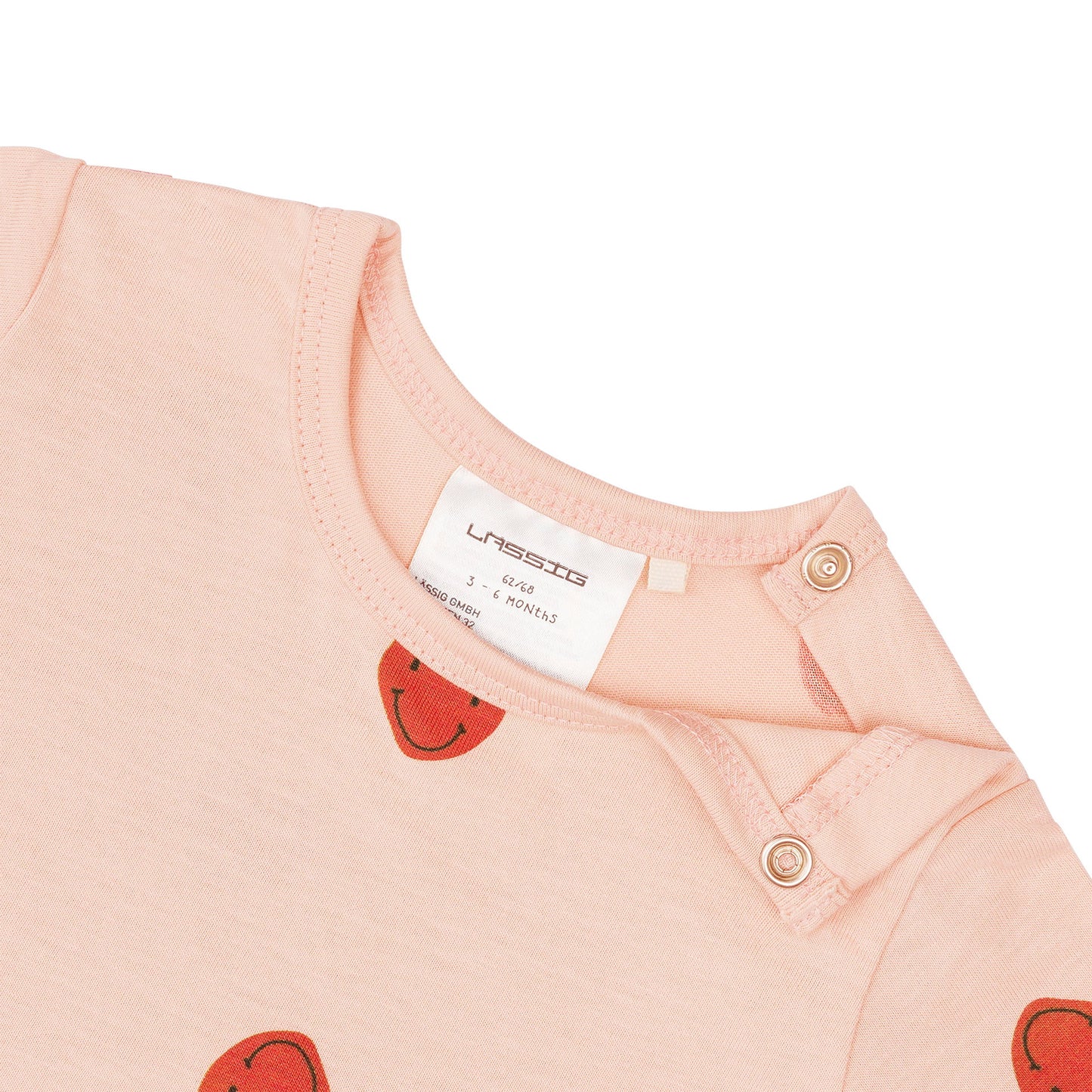 Lässig Baby Jumpsuit Bio Baumwolle, Herzen, Rosa Detailansicht