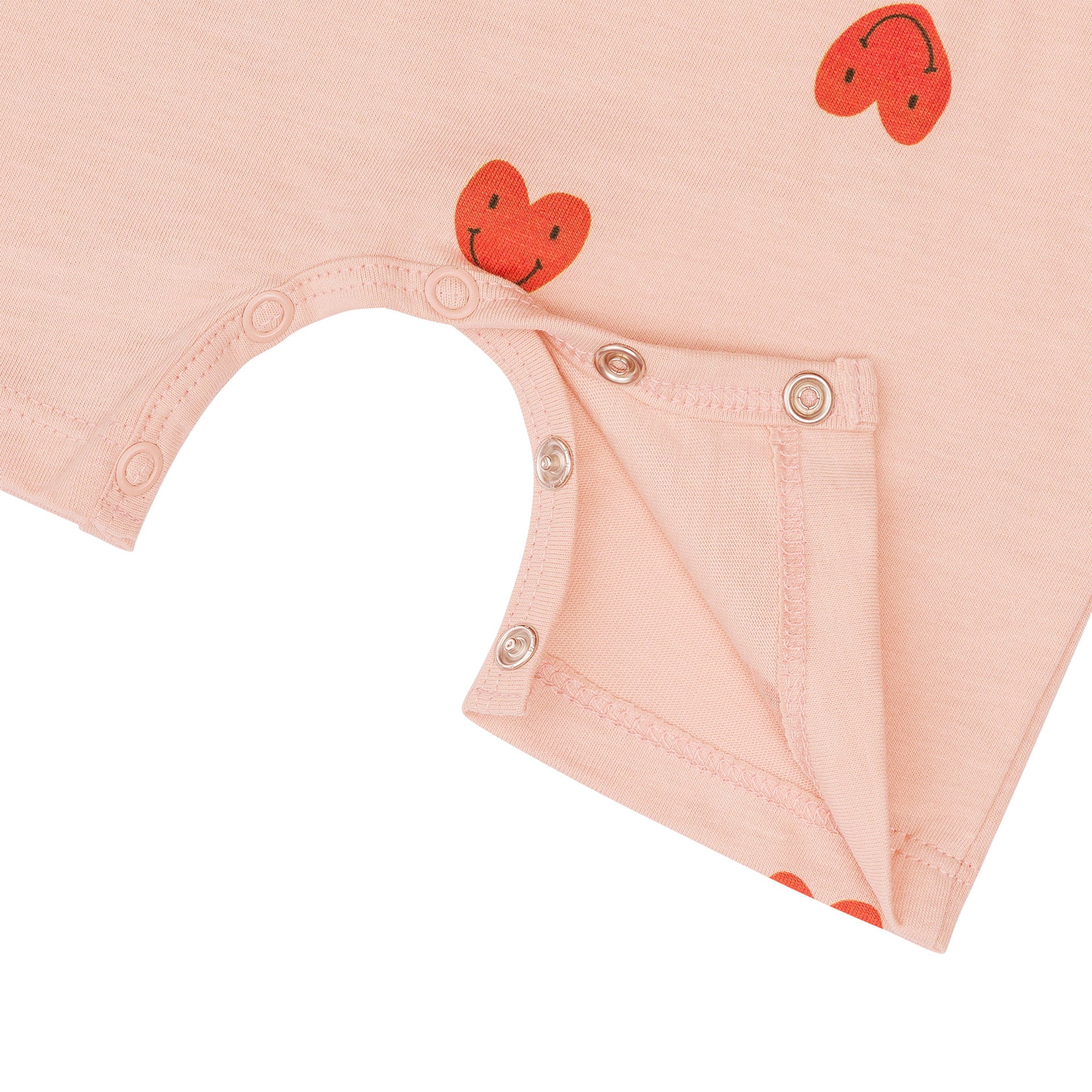 Lässig Baby Jumpsuit Bio Baumwolle, Herzen, Rosa Seitenansicht