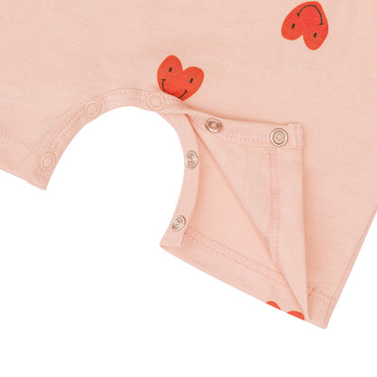 Lässig Baby Jumpsuit Bio Baumwolle, Herzen, Rosa Seitenansicht