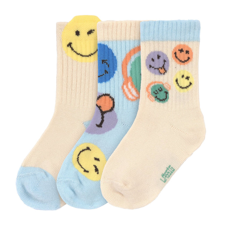 Lässig Kinder Socken 3er Pack SmileyWorld Blau Bio Baumwolle