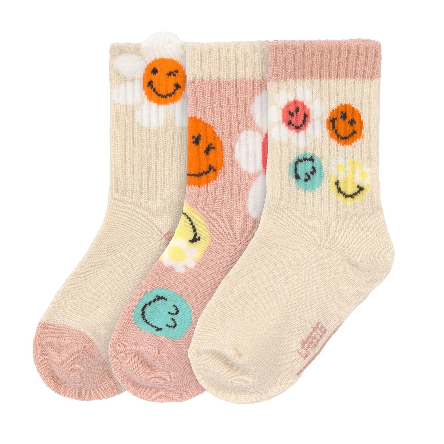 Lässig Kinder Socken 3er Pack SmileyWorld Rosa Bio Baumwolle