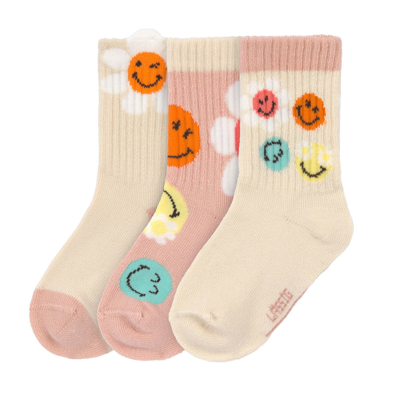 Lässig Kinder Socken 3er Pack SmileyWorld Rosa Bio Baumwolle