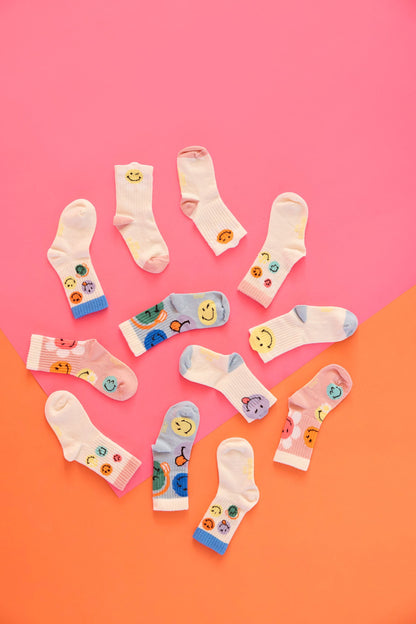 Lässig Kinder Socken 3er Pack SmileyWorld Rosa Bio Baumwolle