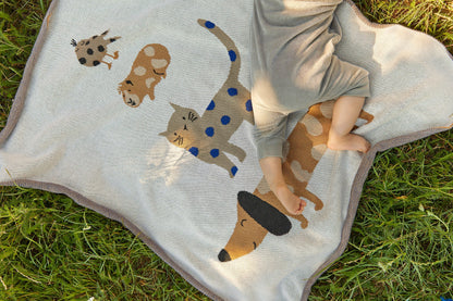 Lässig Babydecke Bio Baumwolle, Royal Blau Seitenansicht