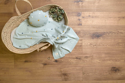 Lässig Babydecke Bio Baumwolle, Dots, Light Mint Seitenansicht