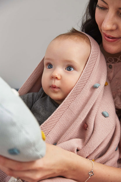 Lässig Babydecke Bio Baumwolle, Dots, Dusky Pink Seitenansicht