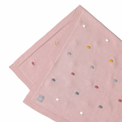 Lässig Babydecke Bio Baumwolle, Dots, Dusky Pink Rückansicht