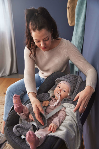 Lässig Einschlagdecke Baby Bio Baumwolle, Anthrazit Seitenansicht