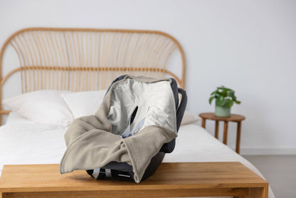Lässig Einschlagdecke Baby Bio Baumwolle, Taupe Seitenansicht