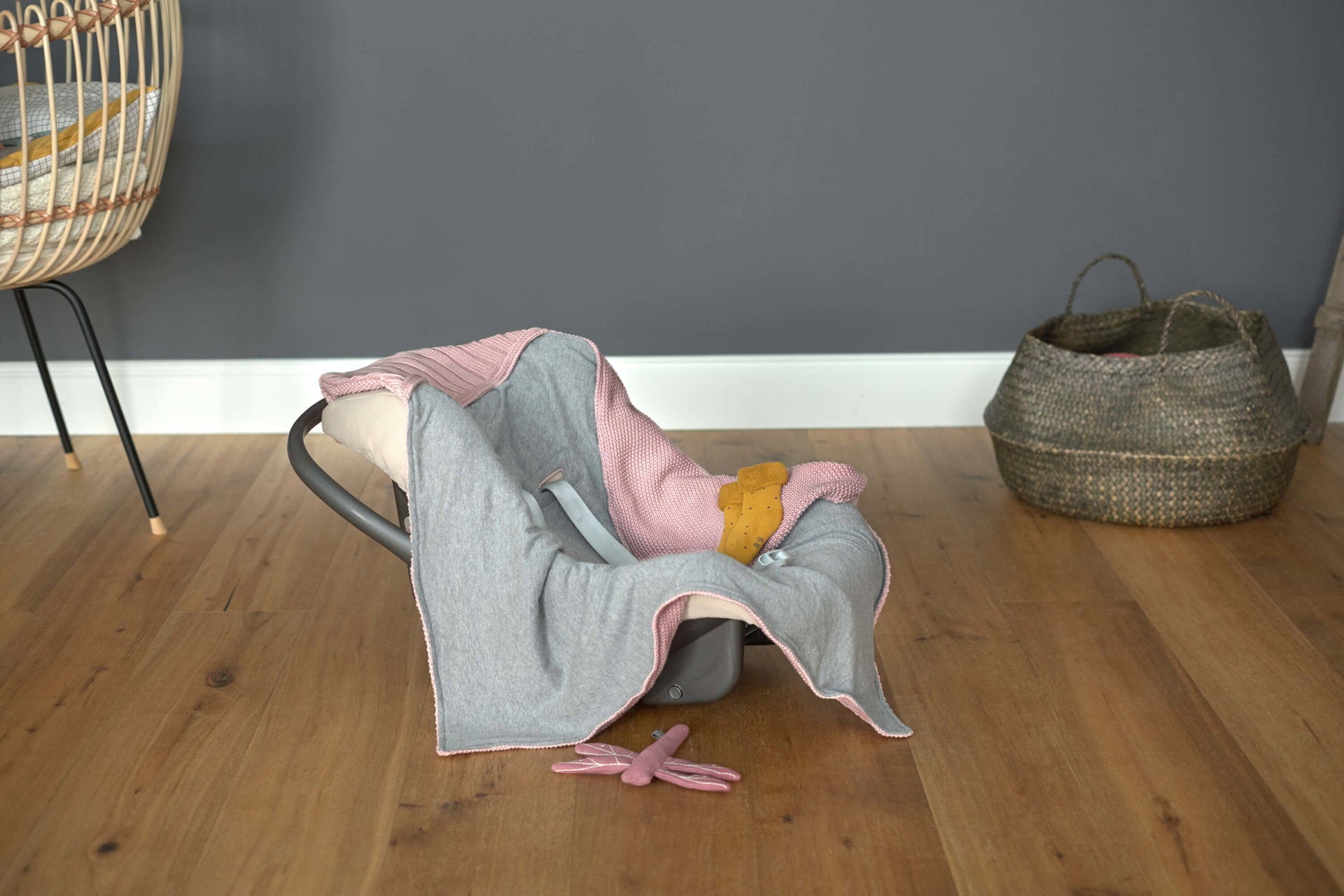 Lässig Einschlagdecke Baby Bio Baumwolle, Dusky Pink Seitenansicht