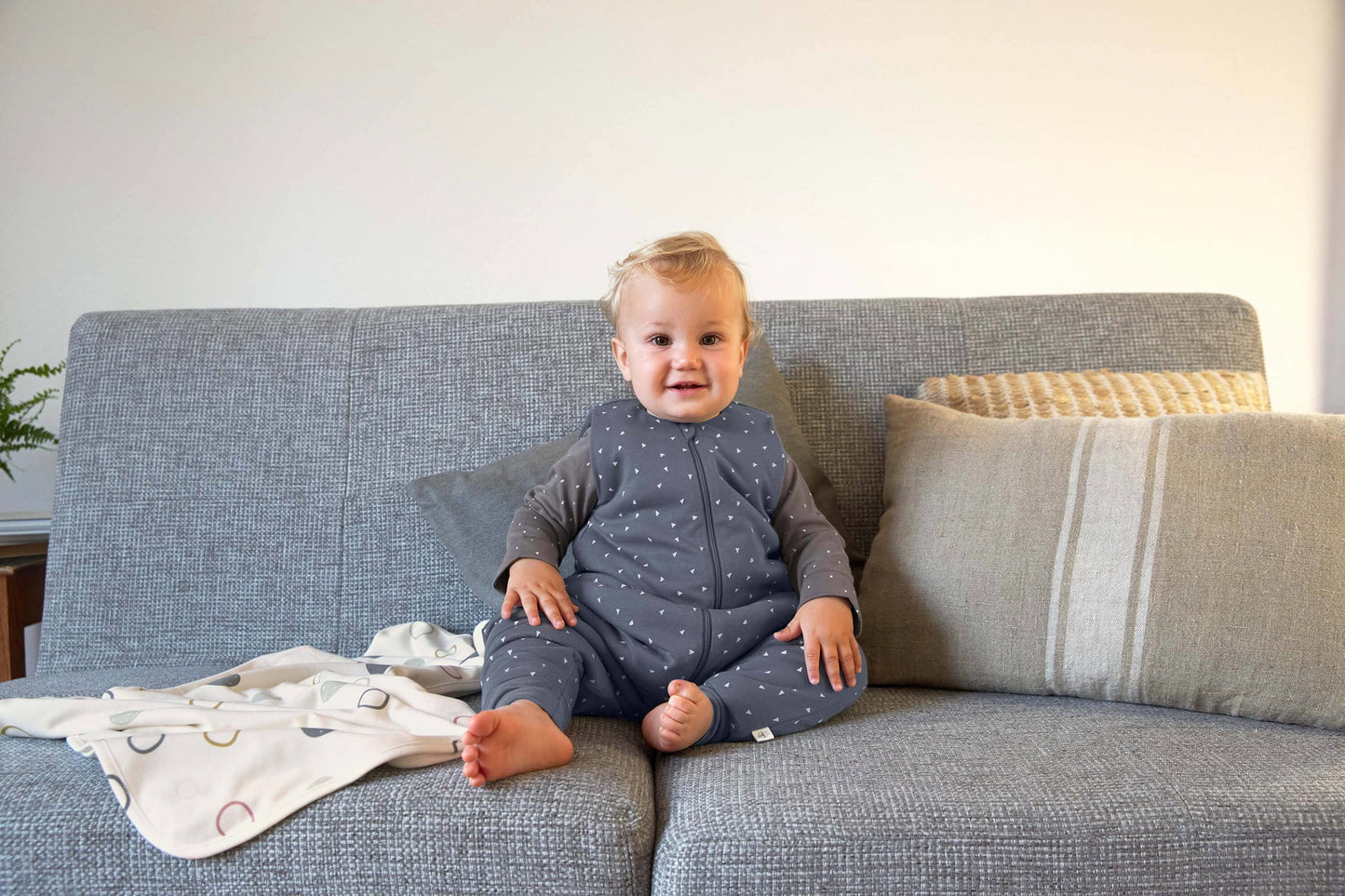 Lässig Babydecke Bio Baumwolle, Circles Offwhite Seitenansicht