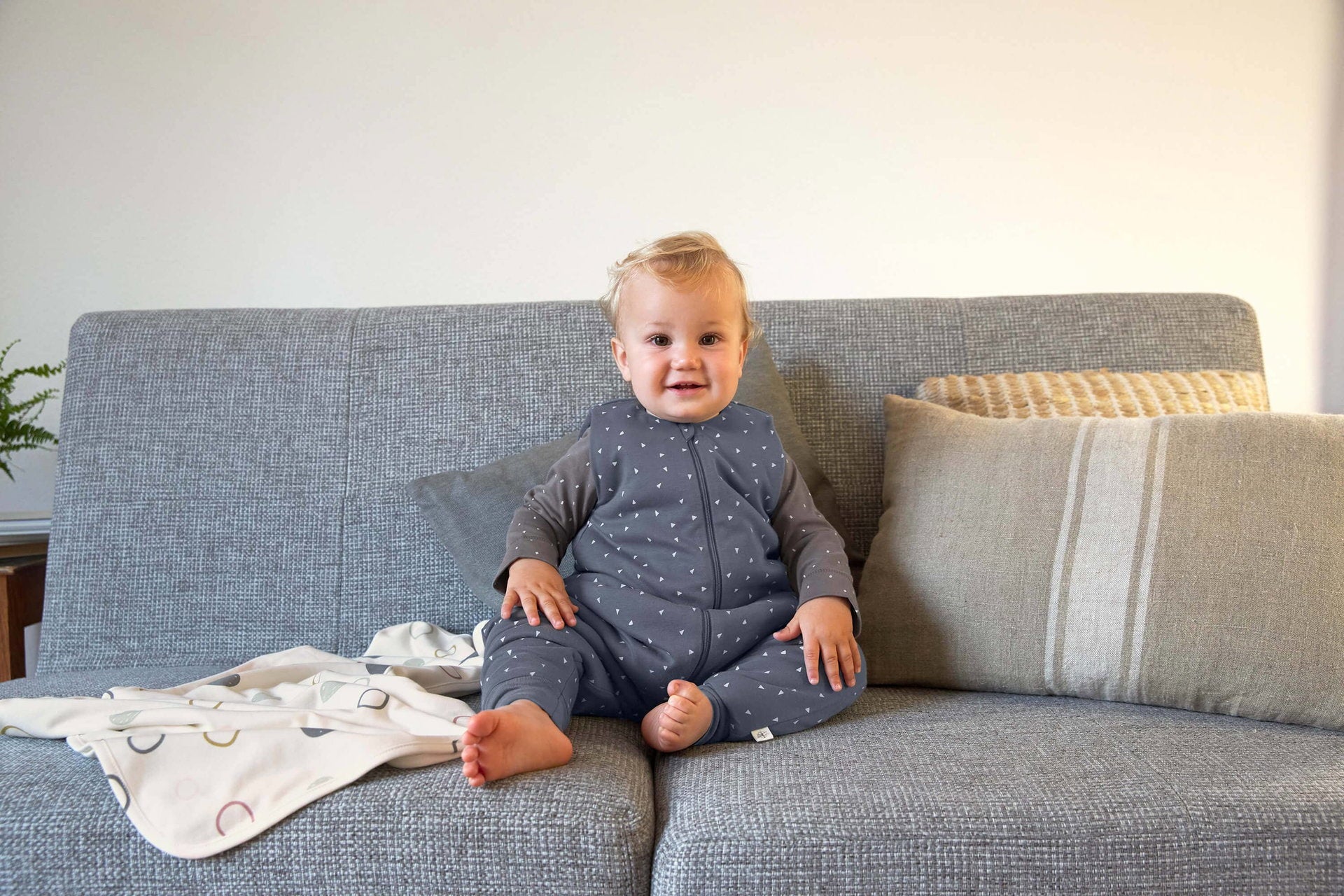Lässig Babydecke Bio Baumwolle, Circles Offwhite Seitenansicht