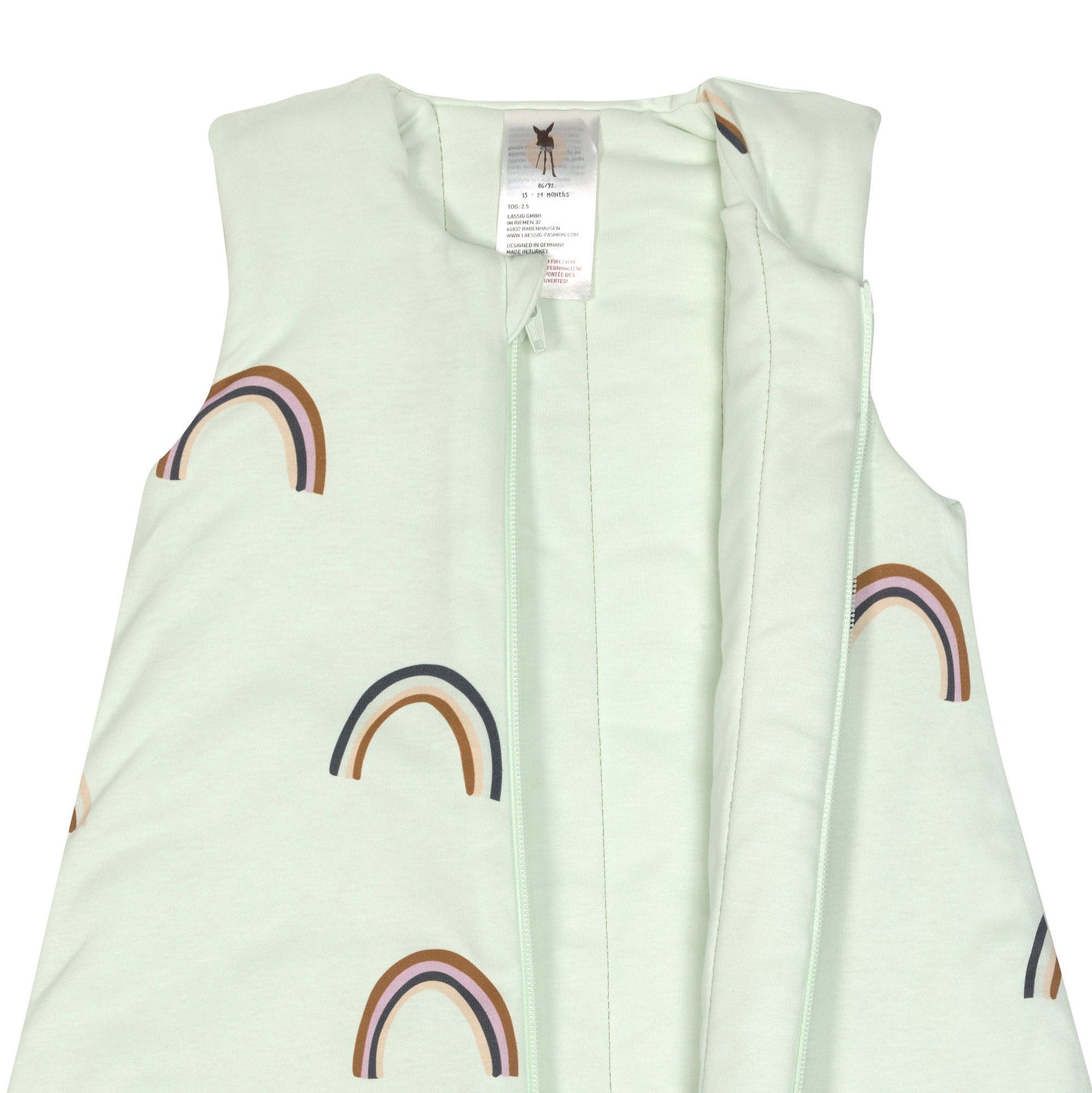 Lässig Babyschlafsack 2,5 TOG Regenbogen, Mint Rückansicht