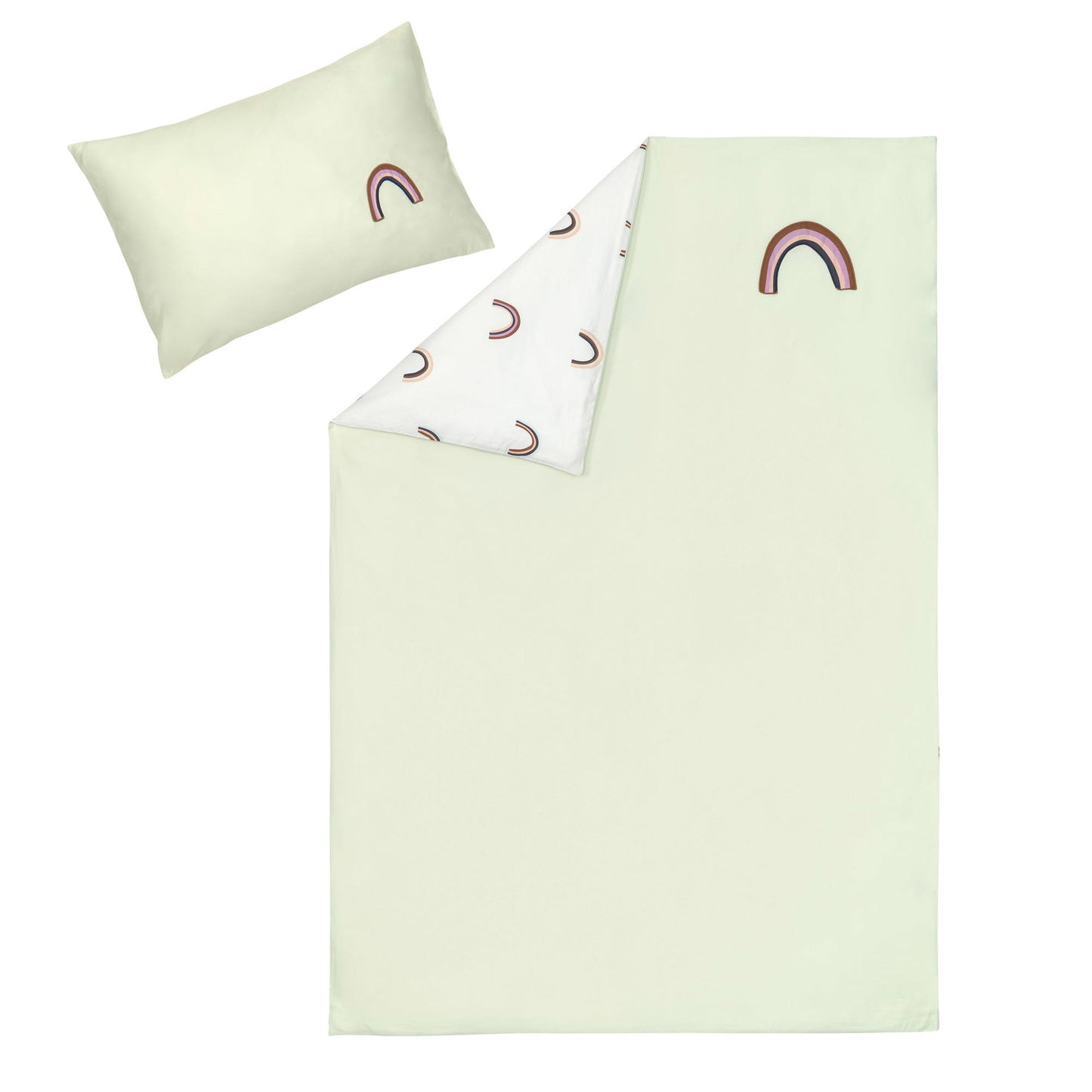 Lässig Bettwäsche Set Kinder Bio Baumwolle, Regenbogen, Grün Milky Seitenansicht