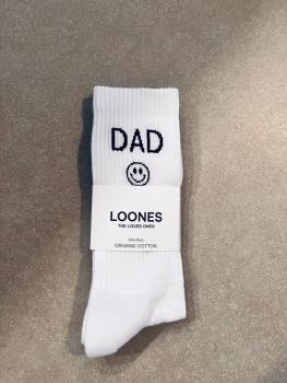 loones Happy Dad Socken weiss - smiley - one size