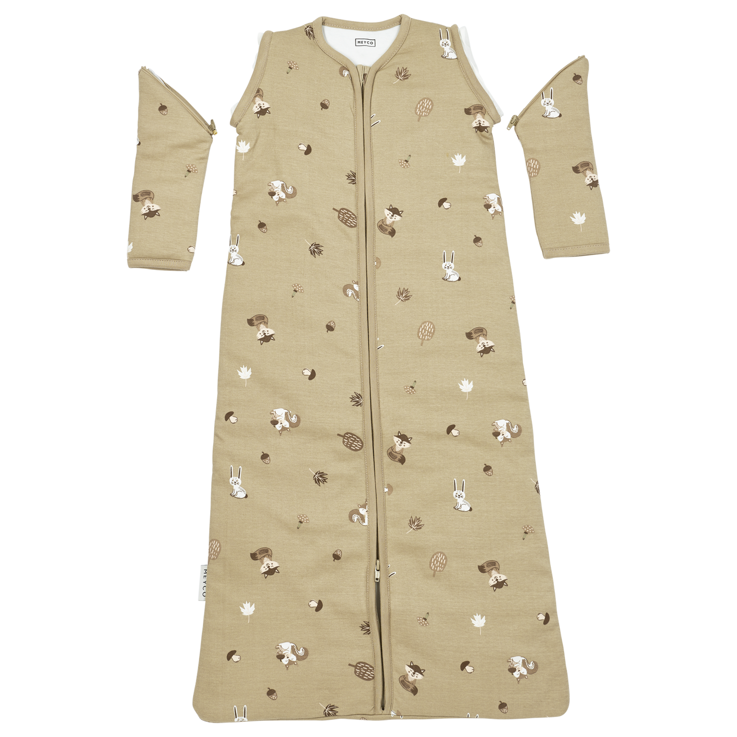 Meyco Schlafsack mit abnehmbaren Ärmeln interlock jersey Forest Animals Sand