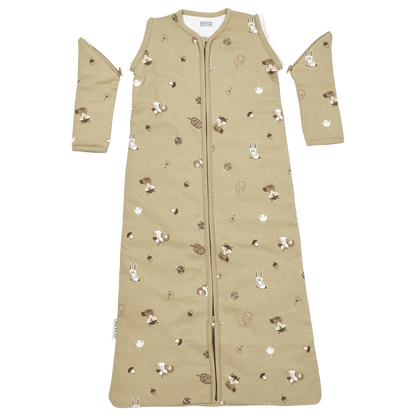 Meyco Schlafsack mit abnehmbaren Ärmeln interlock jersey Forest Animals Sand